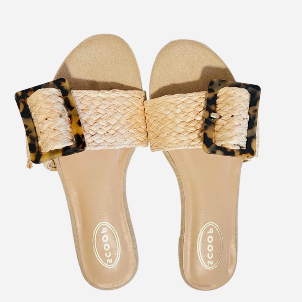 Scoop Rafia Slides w/ Tortoise Buckle